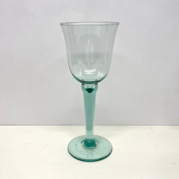 Hand Blown Verde Green Wine Water Goblets Set of 4 - Picture 2 of 6